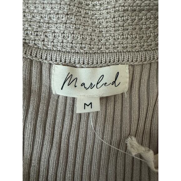 NWT Marled | Grey Ribbed Knit Short Sleeve Polo | Size Medium - Picture 4 of 5